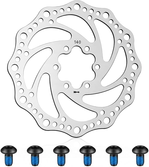 140mm Bike Disc Brakes Disc Brake Rotor with 6 Bolts Disk Brakes for Bike Electric Scooter Brake Rotor 6 Hole Stainless Steel Bicycle Rotors for Road Bikes Mountain Bicycle Electric Scooter