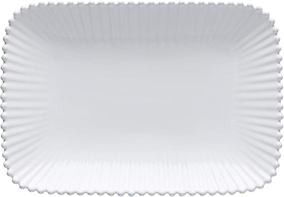 Costa Nova Ceramic Stoneware 12'' Rectangular Platter - Pearl Collection, White | Microwave, Dishwasher, Oven & Freezer Safe Dinnerware | Food Safe Glazing | Restaurant Quality Serveware