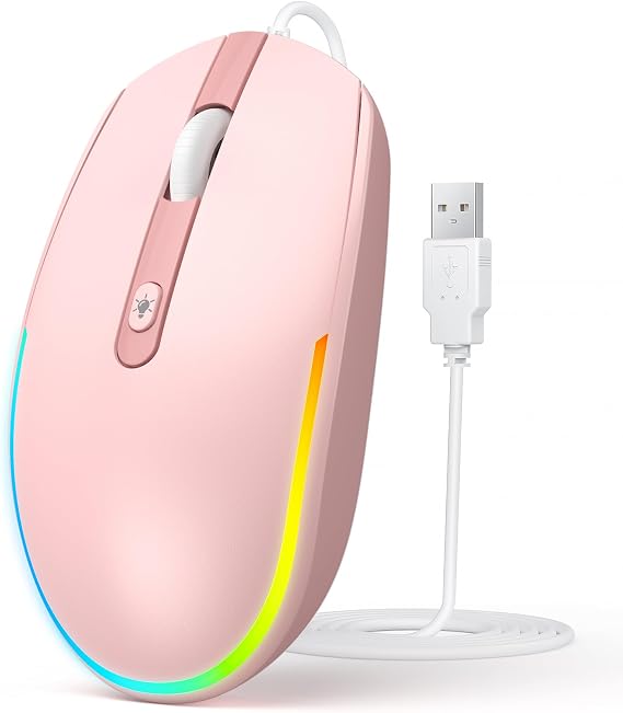 Seenda Wired Mouse RGB Lighting 1600 DPI Pink