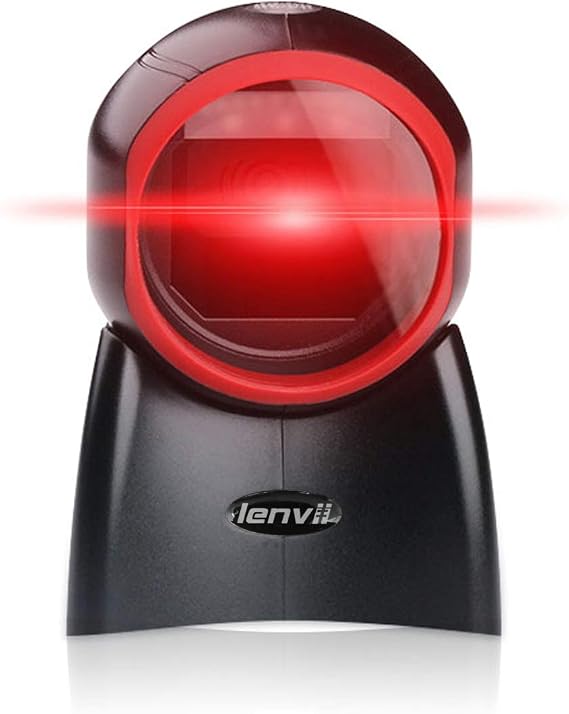 LENVII E655 Desktop Automatic 2D Barcode Scanner Omnidirectional Handsfree Barcode Scanner 1D QR Code and QR Code USB Wired Barcode Reader