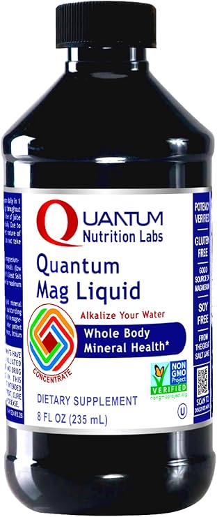 Quantum Nutrition Labs Mag Liquid - Liquid Magnesium Mineral Support, Supplement for Women & Men, Ionic Trace Mineral Concentrate with Chloride, Boron, Lithium - 8 fl oz Bottle