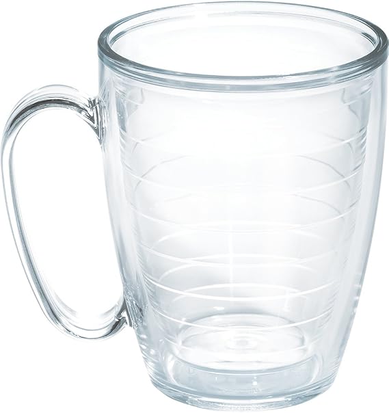 Tervis Clear & Colorful Tabletop Made in USA Double Walled Insulated Tumbler Travel Cup Keeps Drinks Cold & Hot, 16oz Mug, Clear | Double-wall insulation, keeps drinks hot or cold, made in USA