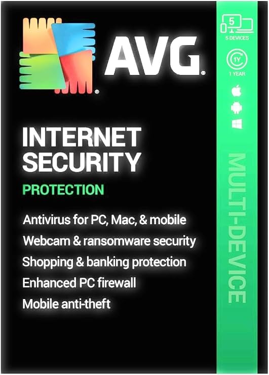 AVG Internet Security (5 Devices) (1-Year Subscription) - Android|Mac|Windows