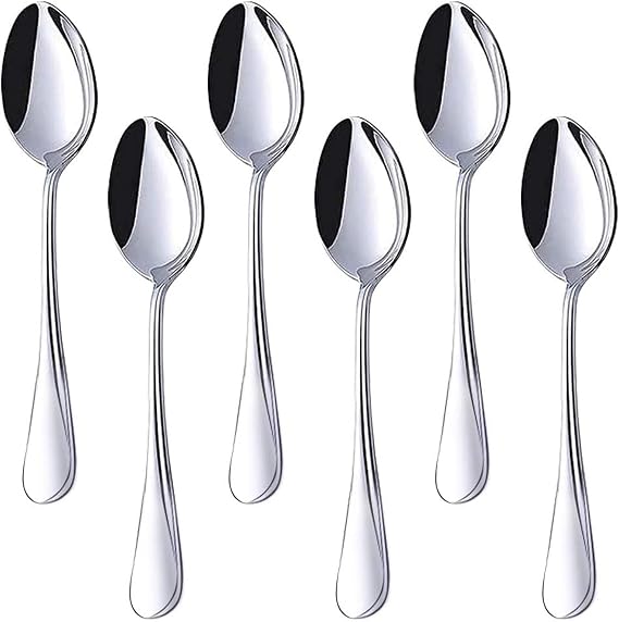 HANSGO Stainless Steel Teaspoons, 6 PCS Dinner Spoons Silverware, 6.7 Inch