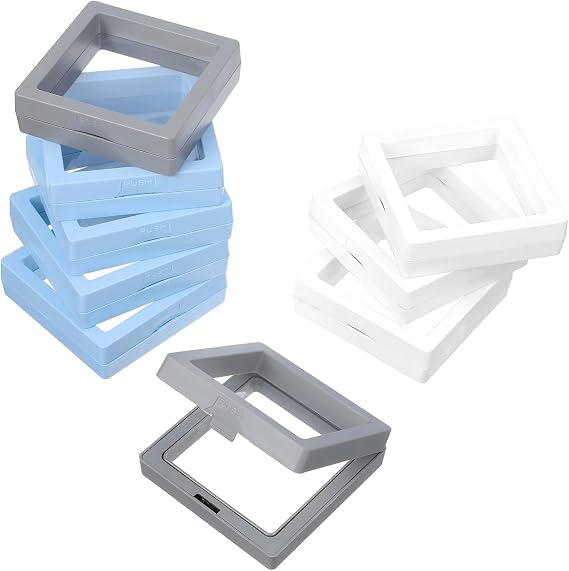 9pcs Transparent Display Frame Case Multi-Purpose Jewelry Holder Stunning Floating Illusion Plastic Box for Crafts Medals Specimens and More