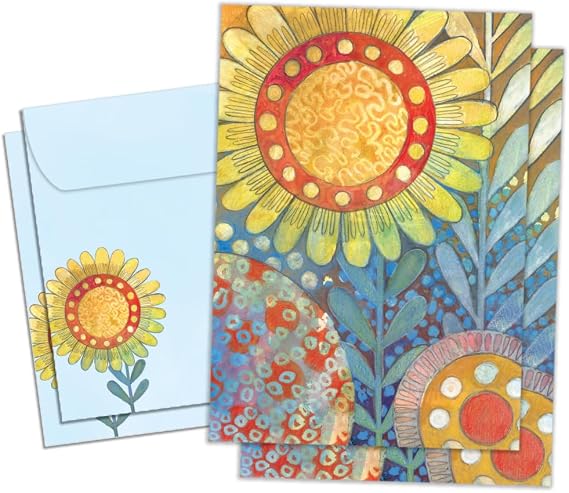 Tree-Free Greetings - All Occasion Cards - Artful Designs - 2 Cards + Matching Envelopes - Made in USA - 100% Recycled Paper - 5"x7" - Golden Glow (GT69212)
