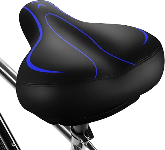 Oversized Bike Seat, Comfortable Bike Seat - Universal Replacement Bicycle Saddle - Waterproof Leather Bicycle Seat with Extra Padded Memory Foam - Bicycle Seat for Men/Women