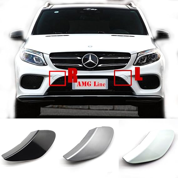Front Tow Cover Fit 15-19 Mercedes Benz W292 X166 Facelift ML GLE GL GLS AMGLine for 250 300 320 350 400 450 500 550 43 63 2015 2016 2017 2018 2019 bumper towing Hook Eye Cap (Pair black)