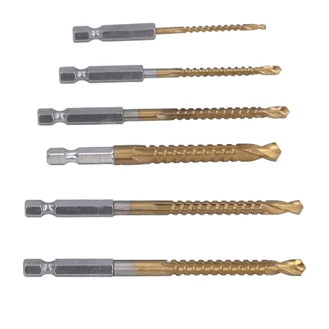 6Pcs Twists Drill Bit Set HSS Serrated Side Cutting Drill Bit 1/4in Hex Shank for Plastic Wood 3mm 4mm 5mm 6mm 6.5mm 8mm