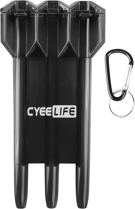 CyeeLife Dart Carrying Case: Adjustable, Portable Dart Storage Box with Key-locking Clasp, Holds 3 Fully Assembled Darts Up to 17.3cm/6.8 inches, Black, Solid, Unisex