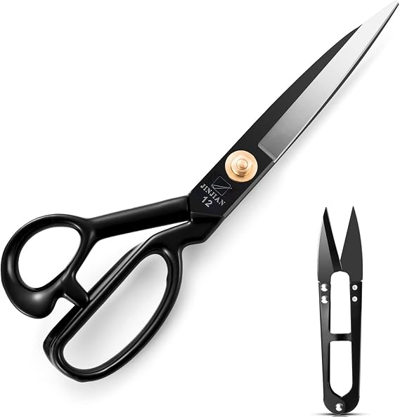 Heavy Duty Sewing Scissors, 12 Inch Fabric Dressmaking Scissors | High Carbon Steel Material, Right-Handed Use, Cutting for Crafting, Leather, Dressmaking, Tailoring, Altering