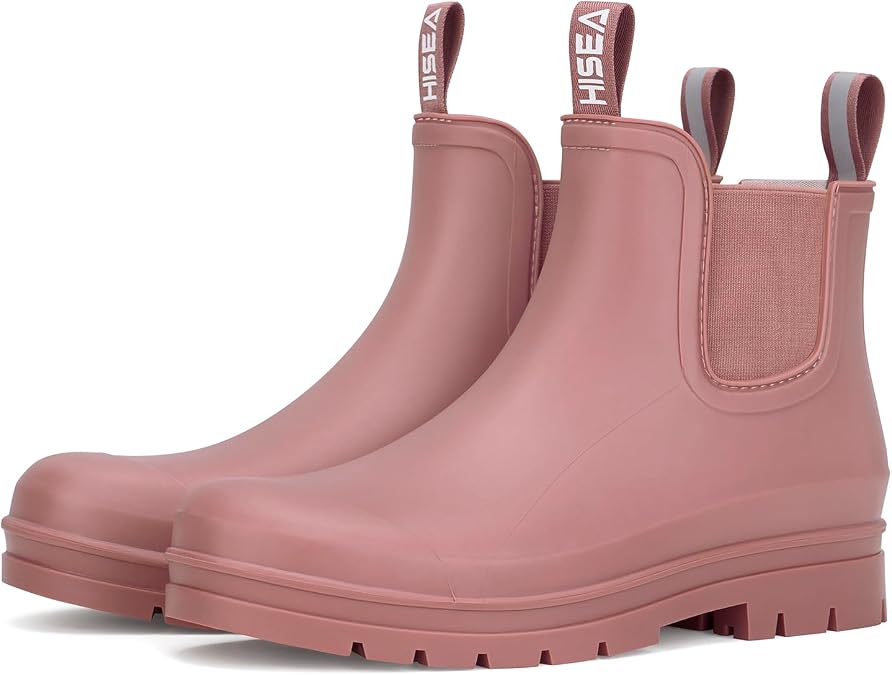 HISEA Women's Short Rain Boots Waterproof Ankle Chelsea Boots