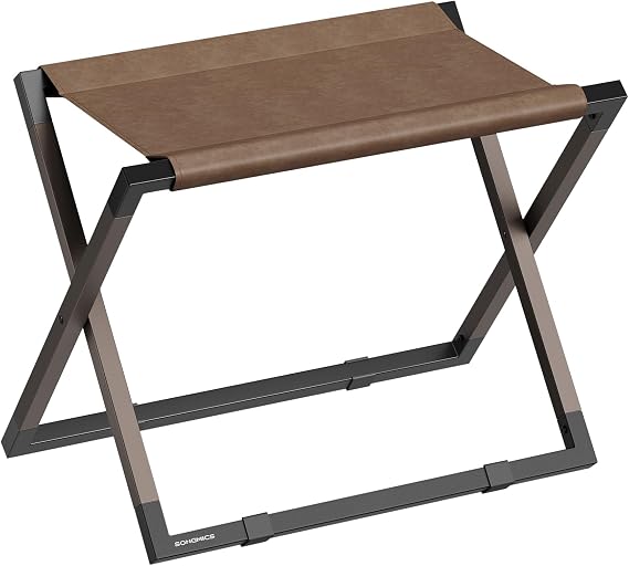 SONGMICS Luggage Rack, Foldable, Metal, Synthetic Leather