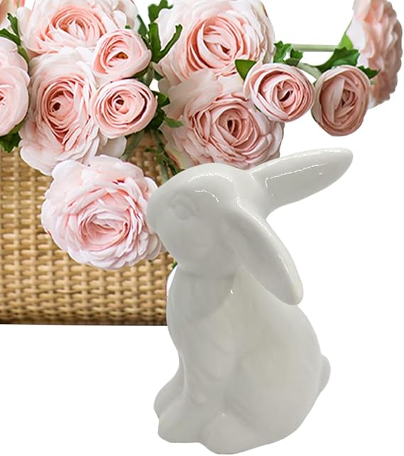 Easter Bunny Ceramics Figurines - Porcelain Rabbit Sculpture Decor | Modern Art Spring Easter Home Decoration for Bowl Shelf, Mantel, Weddings