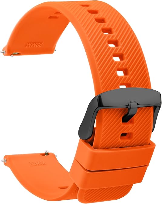 TStrap Silicone Watch Bands Rubber - Orange Quick Release Watch Straps Soft - Waterproof Military Watch Strap for Men Women - for Smart Watches Bracelet Replacement 18mm 19mm 20mm 21mm 22mm