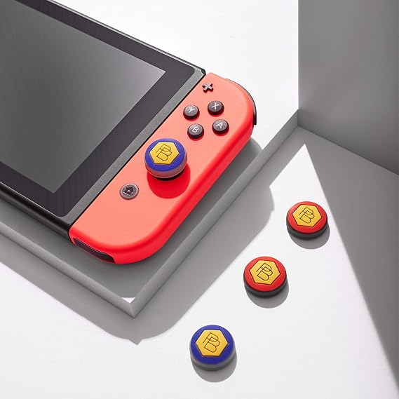 Switch Joy-Con Thumb Grip Caps, 2 Pairs Soft Silicone Analog Joystick Cap Thumb Stick Cover Compatible with Nintendo Switch Joycon and Switch Lite Controller