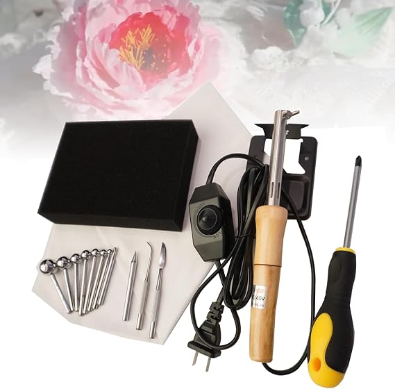 Fabric Flower Maker Kit with 11 Interchangeable Heads & Adjustable Temperature Control for DIY Artificial Flowers, Making It The Perfect DIY Tool for Handmade Flower Enthusiasts