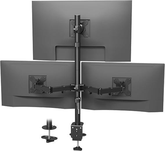 BONTEC Triple Monitor Desk Mount, Supports 13-32 Inch, VESA 75x75/100x100mm