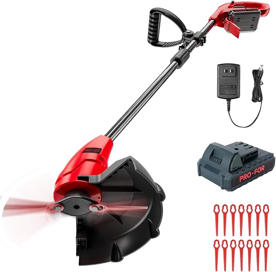20V Lightweight Stringless Grass Trimmer, Battery Powered Weed Eater, Cordless Electric Weed weedwacker with Battery and Charger