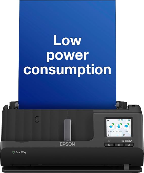Epson ES-C380W Ultra-compact Desktop Scanner, Wi-Fi 30ppm Auto Feed, PC-Free Colour Scanner with 2-Sided Scanning and Auto Document Feeder (ADF) for PC and Mac