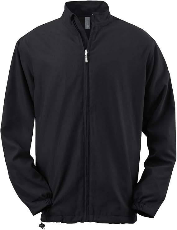Ashworth 5378 Men's Full-Zip Lined Wind Jacket - Black - 4XL