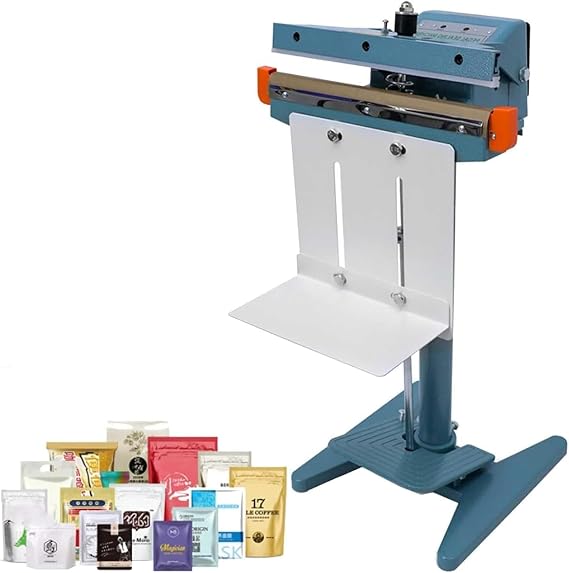 Foot Pedal Impulse Sealer with Cutter,350/450/650/800MM Heat Seal Closer Plastic Bag Sealing Machine,Adjustable Work Table,Cutting Machine,Singlesidesealing,Doublesidesealing(450mm,Singlesidesealing)