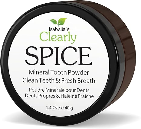 Clearly Spice Natural Remineralising Tooth Powder for Healthy Teeth and Gums Sensitive Teeth Anti-Cavity Whitening Fluoride-free Toothpaste (Orange Cinnamon) (40 g)