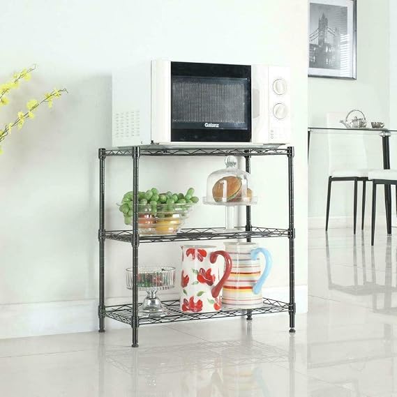 Kitchen Baker Rack Utility Microwave Oven Stand Storage Workstation Shelf Black