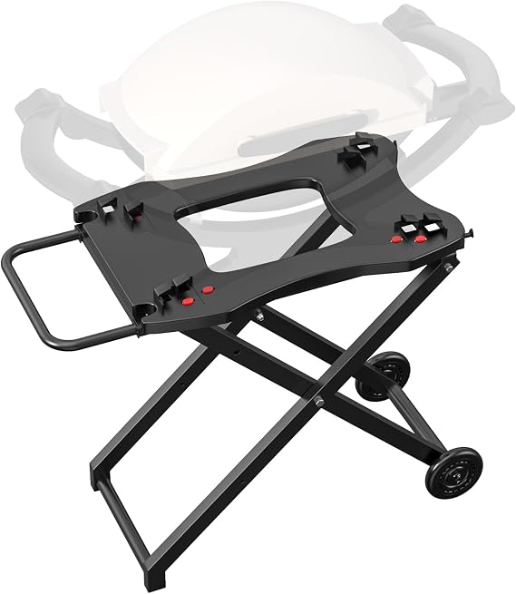 Folding Grill Cart for Weber Q Series, Outdoor Folding Trolley Grill Cart