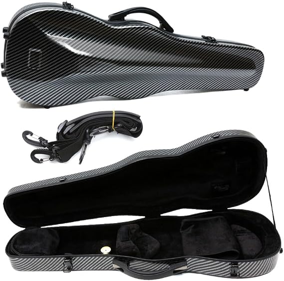 Vetimobato Carbon Fiber Violin Case 4/4 Full Size Strong light Hard Violin Case with Back Strap & 2 Bow holder Violin Box ca. 2kg (Black)