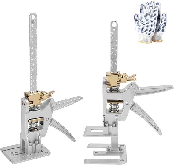 Labor Saving Arm Jack - Full Metal Tile Height Adjuster, Precision Lifting Arm with 200kg Load Bearing & Two-Speed Descent, Portable Installation Tool for Cabinets, Windows, Doors (2 Pack)