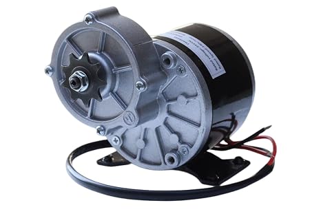 TRKIMAL 12/24 Volt DC 250W/350 Watt Gear Reduction Brushed Electric Motor with 9 Tooth Sprocket for E-Bike Mini Bikes Scooter (24V 350W)