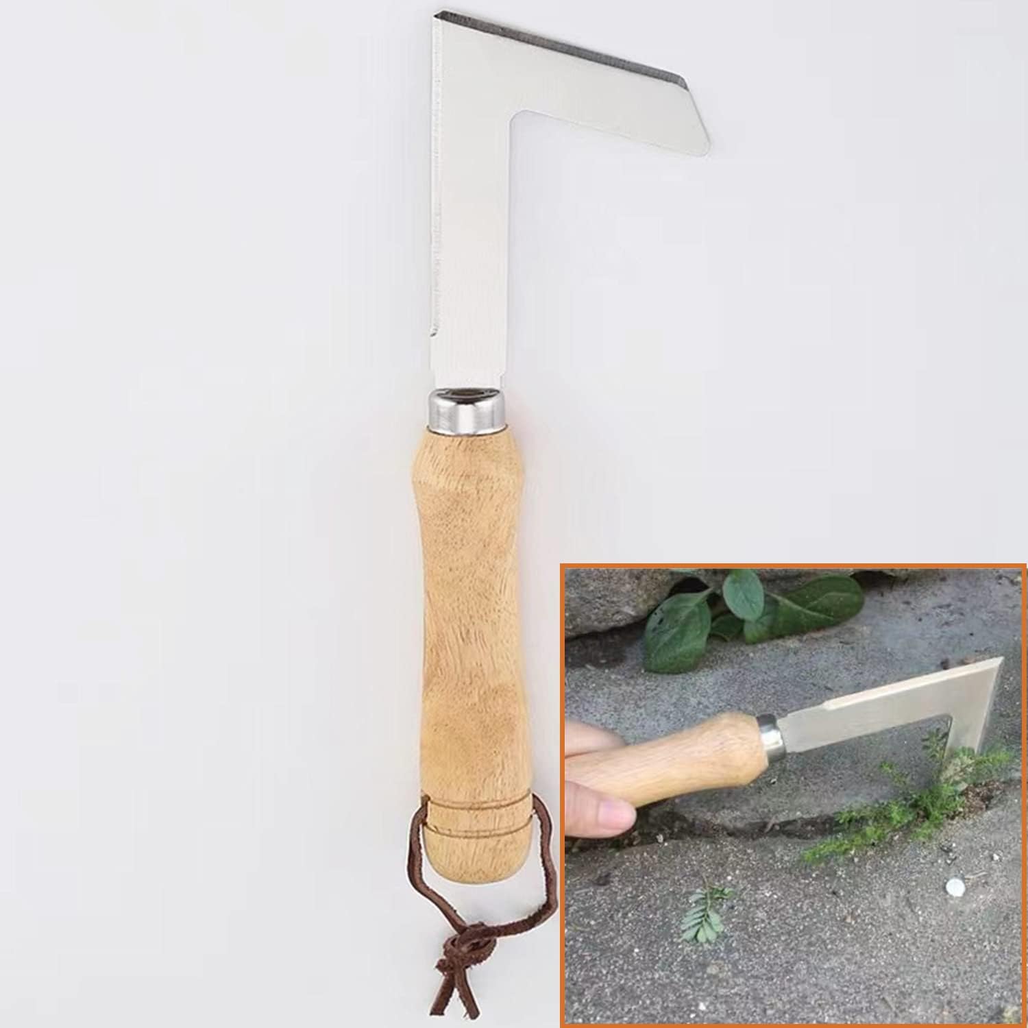 goldhik Crack Weeder, 8.7 Stainless Steel Crevice Weeding Sickle Manual Weeder Lawn Yard Garden Sidewalk Tool