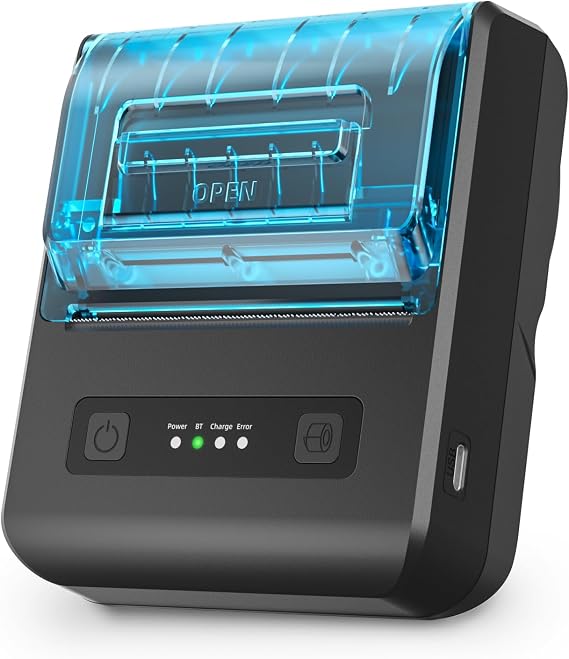 POS Receipt Printer, 80mm Portable Mobile Mini Thermal Printer, Compatible with 3 1/8" Thermal Paper Receipt Rolls, Receipt Bill Ticket Printer for Android/Windows, Not Compatible with Square