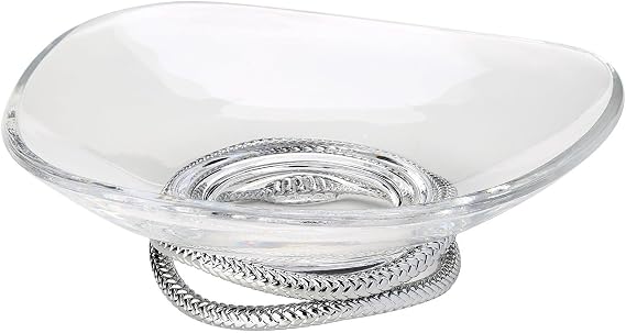 nambe Braid Centerpiece Bowl | Fruit Display Bowl | Decorative Bowl for Table Decor or Kitchen Counter | Chrome Plate and Glass | Modern Centerpiece | 11-Inch