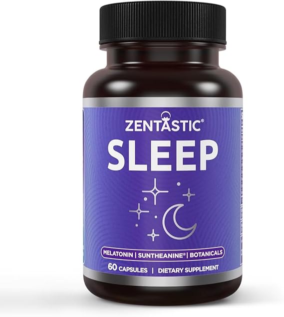 Zentastic Sleep Aid - Non Habit Forming for Healthy Sleep - Melatonin, Valerian, Suntheanine, Magnesium, Herbals, More - Natural Sleep Aid for Adults - Sleeping Pills - Made in USA, 60 Capsules