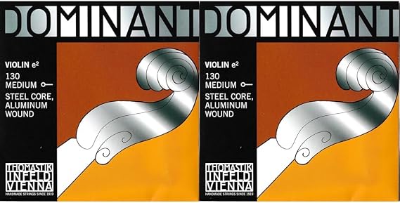 Thomastik Single string for Violin 4/4 Dominant - E-string steel core, Aluminium Wound, Medium, Ball End (Pack of 2)