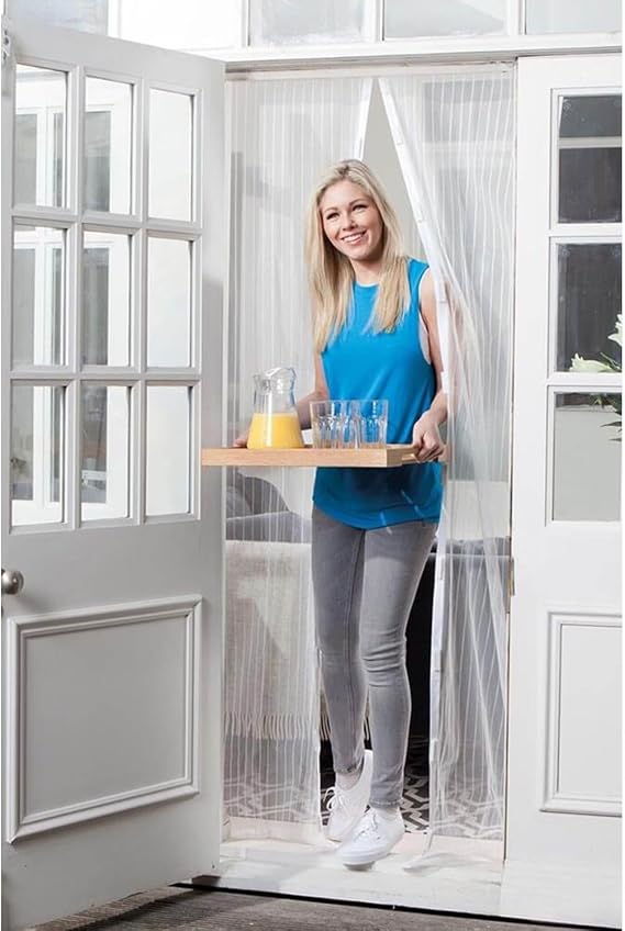 Mıknatıslı Kapı Sinekliği, Sinek Böcek Tutucu, Beyaz Tül Sineklik, Sivrisinek Ağı, Balkon Kapısı, Sürgülü Kapı, Teras Kapısı İçin Mıknatıslı Perde 105 CM