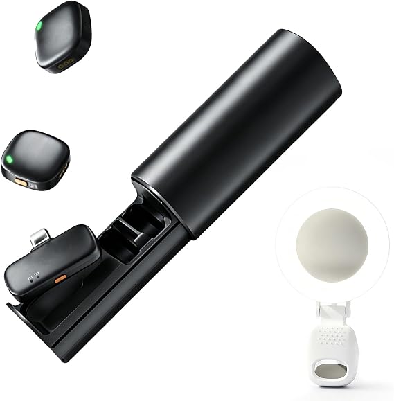 C01 Wireless Lavalier Microphone and Ring Light Vlogging Kit for iPhone