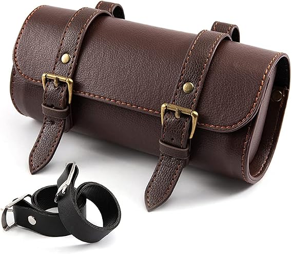 Motorcycle Saddle Bag Mini Motorbike Fork Handlebar Pu Leather Tool Storage Bag