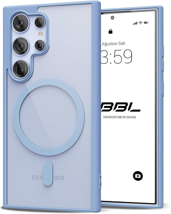 Babilden Samsung Galaxy S23 Plus İçin Kılıf Kamera Korumalı Magsafe İle Uyumlu Wireless Şarj Özellikli Şeffaf Renkli Telefon Kılıfı (Lacivert)