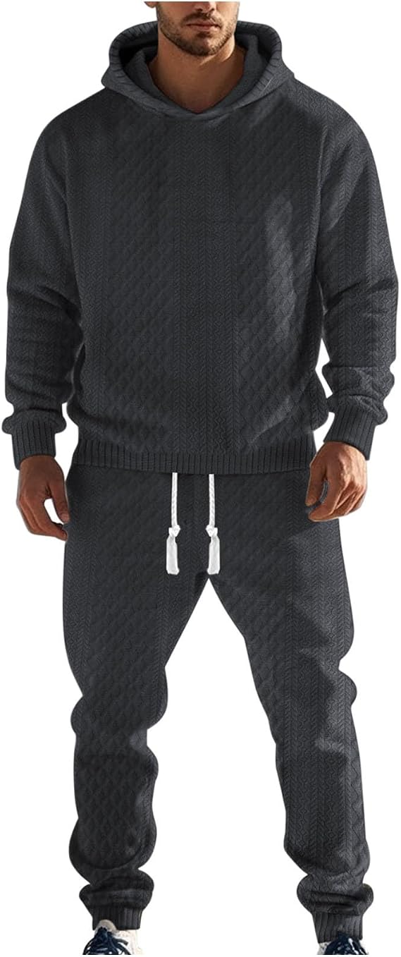 Hooded Tracksuit Men - Mens Tracksuits 2 Piece Hoodie Sweatsuit Sets Casual Athletic Jogging Suits Plaid Jacquard Outfit