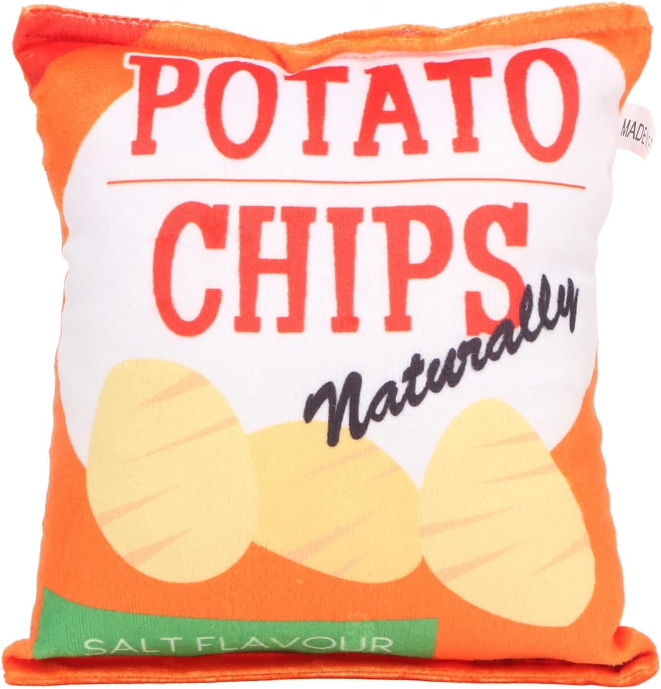HUONIU Plush Squeaky Dog Toy, Interactive Potato Chips Design for Engaging Playtime Potato Chip Orange