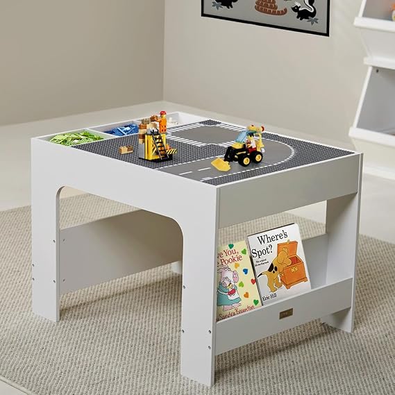 Hooga Kids Activity Table Wooden Table with 4PCs City Street Baseplates