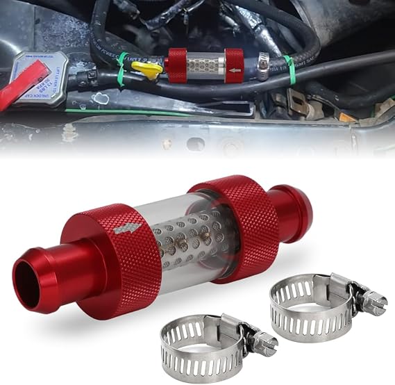 3/4" Inline Heater Core Coolant Filter, Stainless Steel, Cleanable, Red