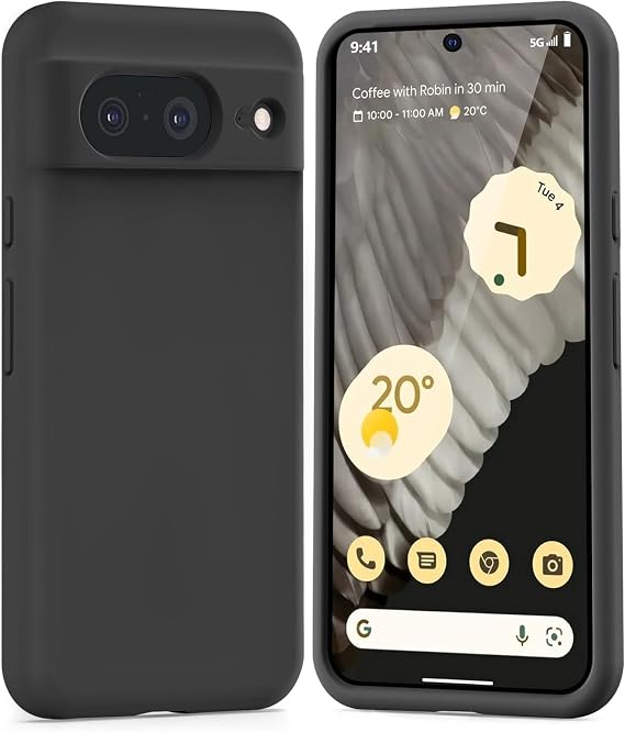Compatible with Google Pixel 8 Case,Shockproof Slim Thin-Black