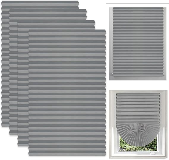 4 Pack Temporary Blinds, 90 * 180cm Stick on Blinds Windows, No Drill Blackout Blinds, Easy to Cut and Fit Self with Clips, for Windows Patio Doors Kitchen Bathroom Bedroom, Gray