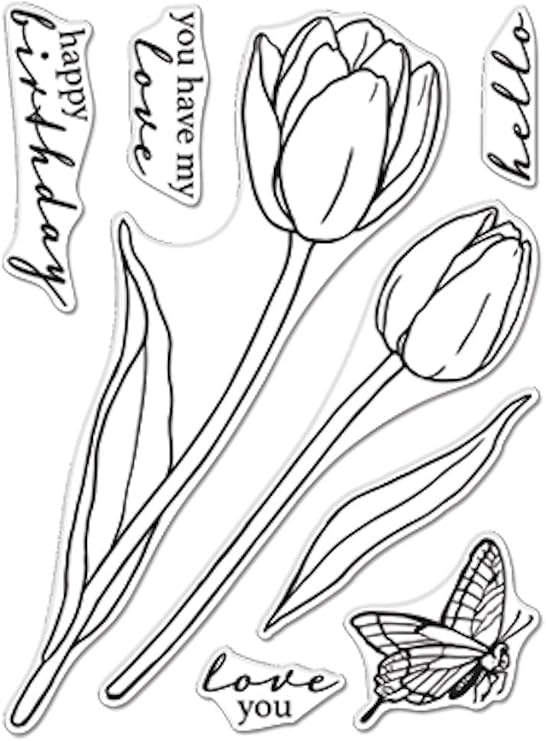Hero Arts CM420 Clear Stamps, Hero Florals Tulips