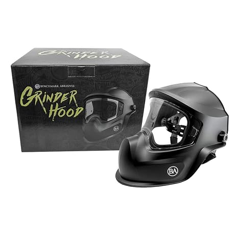 Benchmark Abrasives Professional Grinding Hood Face Shield - ANSI Certified Safety Headgear with Anti-Fog Protection for Woodworking, Cutting & Industrial Use
