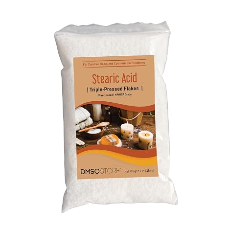 Stearic Acid 1 lb. White Flakes Triple Pressed NF/USP Food Grade A Natural, Vegetable-Based Fat Used for Formulation Stability in Cosmetics, Candles, and Soap | No additives.